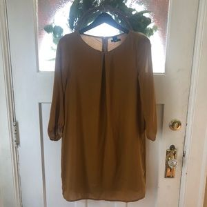 Gold long sleeve shift dress
